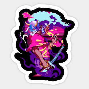 Neon Afro Samurai Sticker